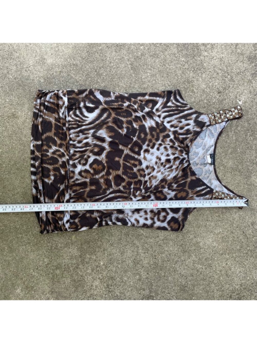 Vintage Y2K Daytrip Tank Top Leopard Print Gold Studded Relaxed Tunic L 2010s - Picture 7 of 10